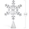 Ornativity Flower Snowflake Tree Topper – Silver Glitter Intricate Designed Floral Snowflake Shaped Ornament with Sparkling Gem Detailed Christmas Star Tree Top Decorations